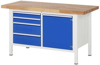 Rau Werkbank Serie 8470 4 Schubladen 1 Fachboden + Tür 1500 x 700 x 840-1040 mm