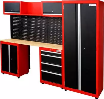 Holzmann Werkbank Schranksystem 13-teilig mit Holzarbeitsplatte (WESS13)