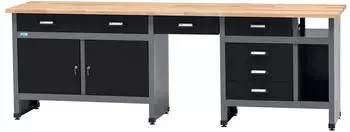 Küpper Werkbank 240 cm / 2 Türen + Sitzraum Schwarz-Grau