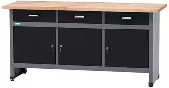 Küpper Werkbank 170 cm / 3 Türen + 3 Schubladen Schwarz-Hellgrau (12159)