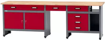 Küpper Werkbank 6 Schubladen 2 Türen 84 x 240 x 60 cm Dunkelrot