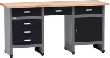 Küpper Werkbank 170 cm / 1 Tür + 6 Schubladen (1257) schwarz