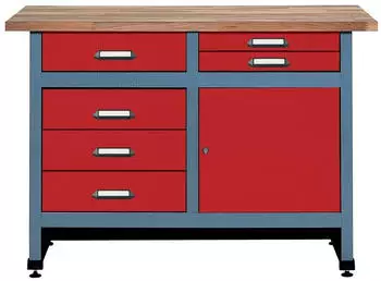 Küpper Werkbank 120x60x84cm 6 Schubladen 1 Tür rot