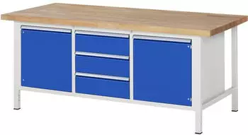 Rau Werkbank h&ouml;henverstellbar 2000x900x840-1040mm 3 Schubladen 2 T&uuml;ren (8569A2)