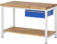 RAU Werkbank 1250x700x840-1040mm 1xSchublade-TA l.gr/e.bl