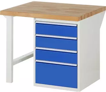 Rau Werkbank 7510A1 1000x900x890mm 4x Schublade-TA lichtgrau/enzianblau (03-7510A1-109B4M.11)