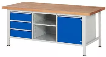 Rau Werkbank 8563A2 h&ouml;henverstellbar 2000x900x840-1040mm, 3x Schublade, 1x T&uuml;r (8563A2)