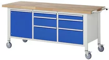 Rau Werkbank Serie 8570 fahrbar, 6 Schubladen, 2000x700x880mm (05-8570A2-207B4S.11)