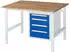 Rau Tom Arbeitstisch höhenverstellbar 1250x1000x910-1230mm, 4 Schubladen, B-Platte 25mm (KM07)