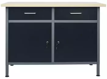 vidaXL Werkbank Stahl schwarz 120x60x85cm (145346)