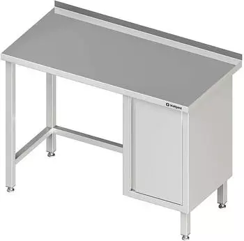 Stalgast Edelstahl-Arbeitstisch 2700x600x850mm, Flügeltürschrank rechts, mit Aufkantung (VAT27611rA)