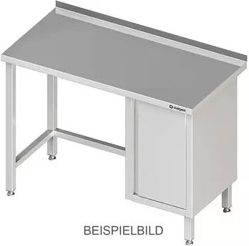 Stalgast Edelstahl Arbeitstisch mit Flügeltürschrank links, Aufkantung, 900x700x850mm (VAT09711LA)