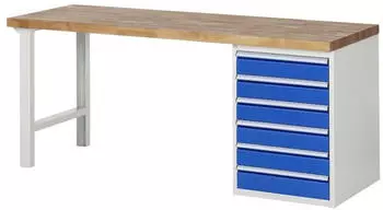 Rau Werkbank 7516A1 6 Schubladen 2000x700x840mm Buche (03-7516A1-207B4S.11)
