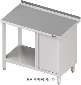 Stalgast Arbeitstisch mit Grundboden 2400x600x850mm, Flügeltürschrank links, Aufkantung, verschweißt (VAT24612lA)