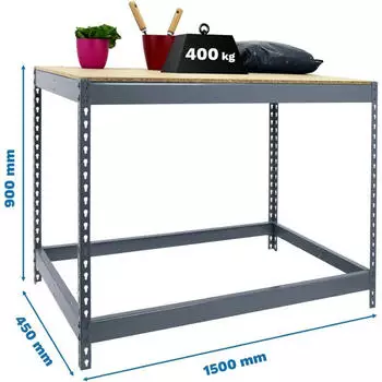 Simonrack Simonwork Basic 1 Werkbank 900x1500x450mm 400kg Grau/Holz (8425437093777)