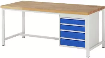 Rau Werkbank 8162A1 h&ouml;henverstellbar 2000x900mm 4 Schubladen (8162A1)