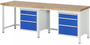 Rau Werkbank 8159A1 h&ouml;henverstellbar 2500x700x840-1040mm 6 Schubladen (8159A1)