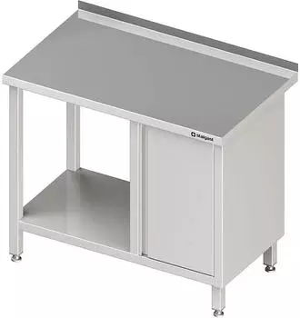 Stalgast Arbeitstisch Edelstahl 2000x600x850mm mit Flügeltürschrank rechts, Aufkantung (VAT20612rA)