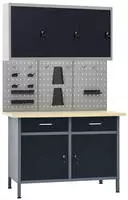 Vidaxl - Werkbank Mit 3 Werkzeugw&auml;nden Und 1 Wandschrank