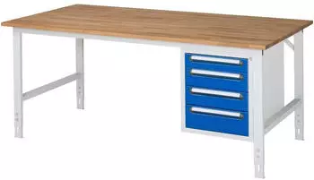 Rau Tom Werkbank h&ouml;henverstellbar 2000x1000x760-1080mm, 4 Schubladen (KM07)