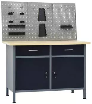 vidaXL Werkbank mit 3 Wandpaneelen (3053428)