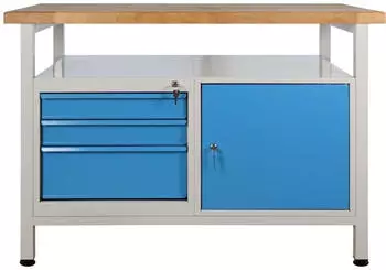 ADB Werkbank 1200x600x840mm 1 Tür 3 Schubladen (41928)