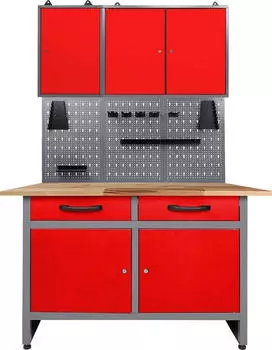 Ondis Werner Werkstatt-Set 120cm Lochwandsystem, Anthrazit/Rot (51382635-0)