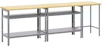 vidaXL Werkbank-Set 3-tlg. Beige/Grau Pulverbeschichteter Stahl (3321391)