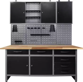 Ondis Karsten Werkstatt-Set Werkbank + 2x Schrank, 160cm, Metall/Holz (72074811-0)