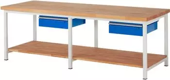 Rau Werkbank 8001A7 h&ouml;henverstellbar 2500x900x840-1040mm, 2x Schublade-TA (03-8001A7-259B4H.11)
