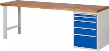 Rau Werkbank 2500x700x890mm, 5 Schubladen, lichtgrau/enzianblau (7511A1)