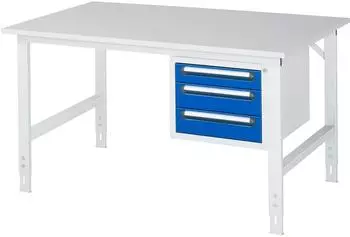 Rau Tom Arbeitstisch h&ouml;henverstellbar 1500x1000x760-1080mm, M-Platte 22mm, 3 Schubladen (06-625M10-15-KM04.11)