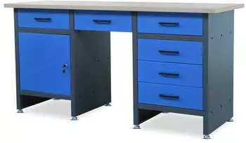 Jan Nowak Frank Werkbank 6 Schubladen, MDF-Platte, anthrazit-blau, 170x85x60cm