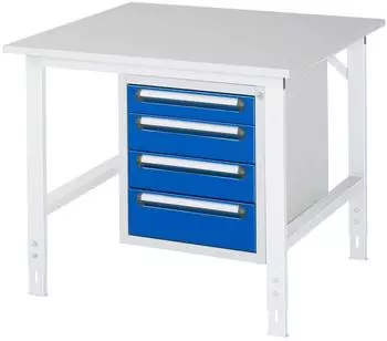 Rau Tom Arbeitstisch h&ouml;henverstellbar 1000x1000x760-1080mm, M-Platte 22mm, lichtgrau/enzianblau (06-625M10-10-KM07.11)