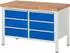Rau Werkbank Serie 8000 höhenverstellbar 1250x700x840-1040mm, 6 Schubladen, lichtgrau/enzianblau (38473A2127B4H11)