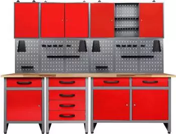Ondis Werkstatt-Set Bastler 240cm h&ouml;henverstellbar, rot/grau (72137641-0)