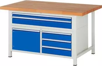 Rau Werkbank 8922A2 h&ouml;henverstellbar 1500x900x840-1040mm, 5 Schubladen, 1 T&uuml;r (03-8922A2-159B4H.11)