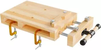 Wiltec Tragbare Mini-Werkbank mit Holzschraubstock, Buchenholz, 45,5x28x7cm (63238)