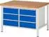 Rau Werkbank Serie 8000 höhenverstellbar 1250x900x840-1040mm, 6 Schubladen, lichtgrau/enzianblau (38473A2129B4H11)