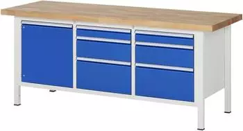 Rau Werkbank Modell 8570, 2000x700x840mm, 6 Schubladen, 1 T&uuml;r, Buche (03-8570A2-207B4S.11)