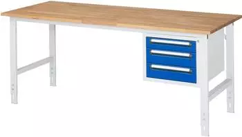 Rau Tom Arbeitstisch h&ouml;henverstellbar 2000x800x760-1080mm, 3 Schubladen (KM04)