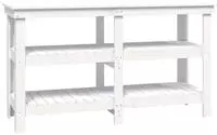 vidaXL Werkbank Wei&szlig; 142,5x50x80 cm Massivholz Kiefer