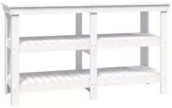 vidaXL Werkbank wei&szlig; 142,5x50x80 cm Massivholz Kiefer (823650)