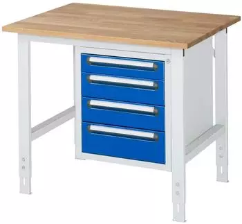 Rau Tom Arbeitstisch h&ouml;henverstellbar 1000x800x760-1080mm, 4 Schubladen (KM07)