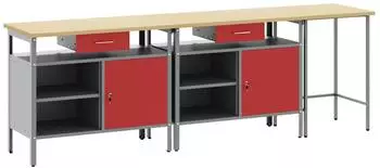 vidaXL Werkbank-Set 3-teilig, schwarz/grau, pulverbeschichteter Stahl (3321396)