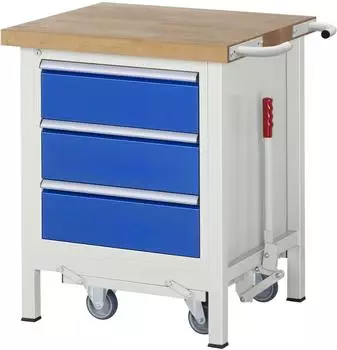Rau Werkbank Serie 8000 absenkbares Fahrgestell, 3 Schubladen, 750x700x880mm (8157)