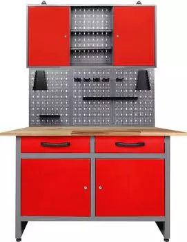 Ondis Werner Werkstatt-Set 120cm mit Lochwandsystem, anthrazit/rot
