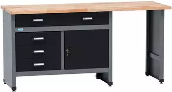 K&uuml;pper Werkbank Modell 12039, 170cm, 1 T&uuml;r, 4 Schubladen, 300kg Traglast, 30mm Buchenarbeitsplatte (12039)