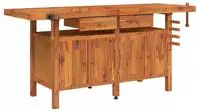 vidaXL Werkbank mit Schubladen Schraubst&ouml;cken 192x62x83 cm Akazienholz
