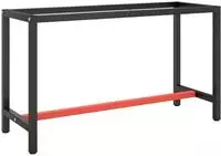 Vidaxl - Werkbankgestell Mattschwarz Und Mattrot 140x50x79 Cm Metall